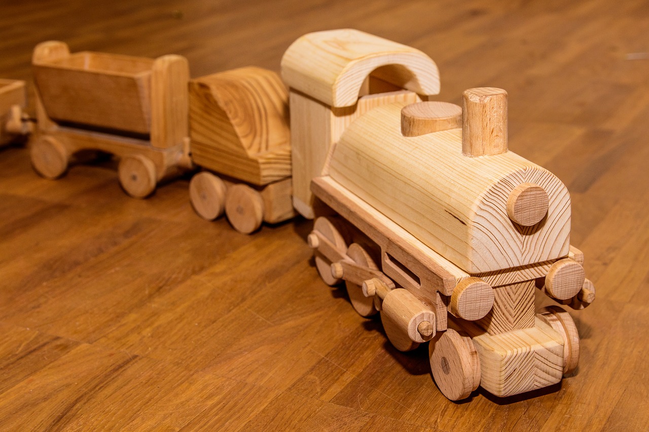 wooden railway  children toys  children's room free photo
