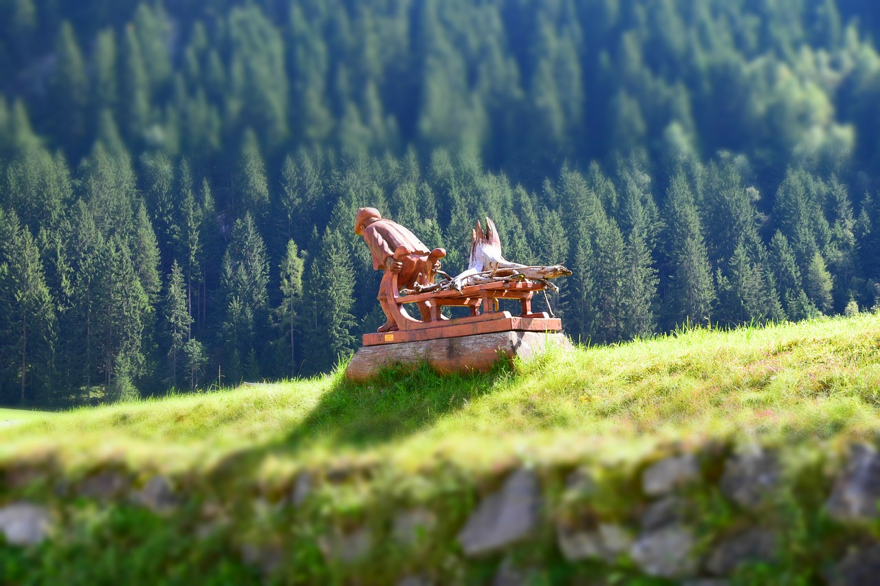 wooden sculpture  for  forest free photo