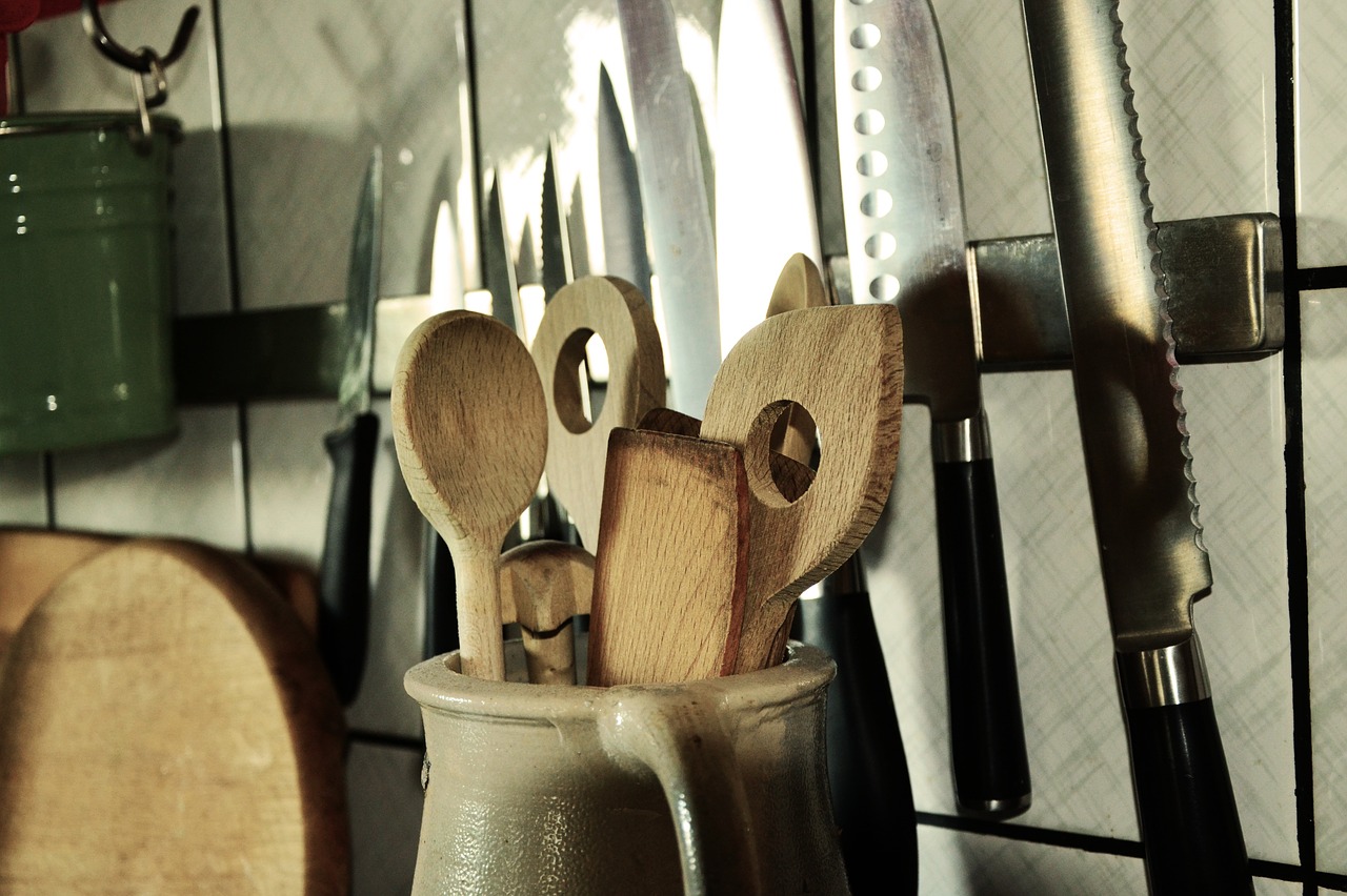 wooden spoon knife kitchen utensils free photo