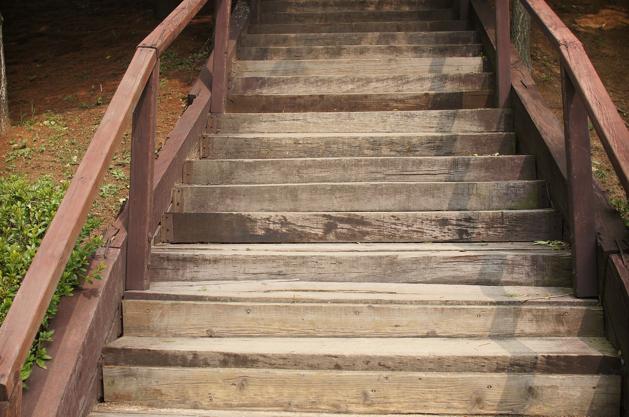 wooden stairs republic of korea same as above free photo
