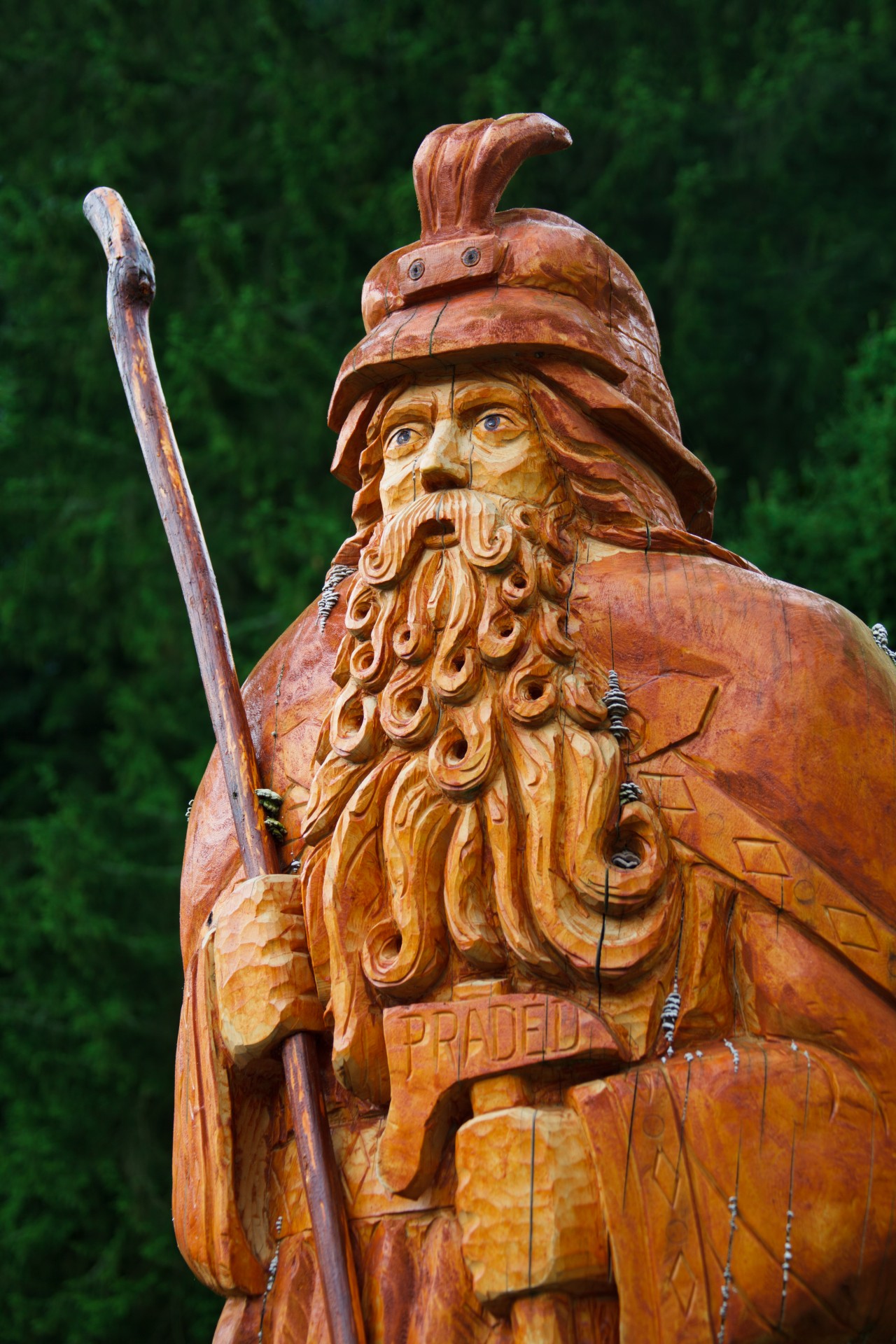 wooden statue forest free photo