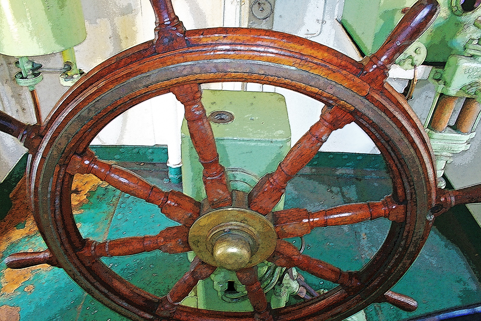 wheelhouse steering wheel wood free photo