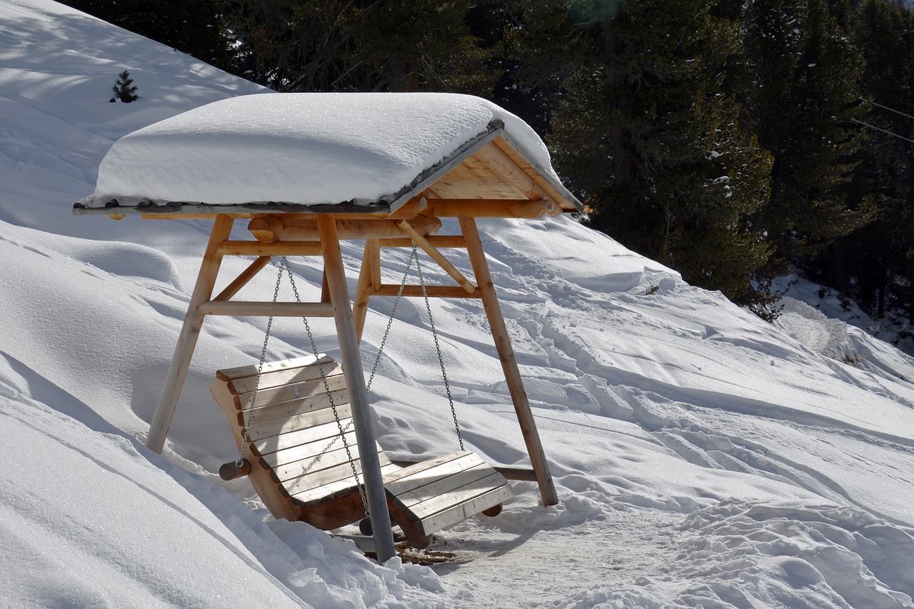 wooden swing winter rest free photo