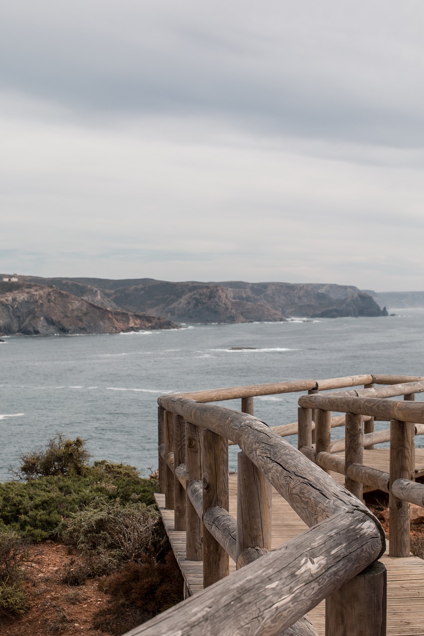 wooden track  cliff  algarve free photo