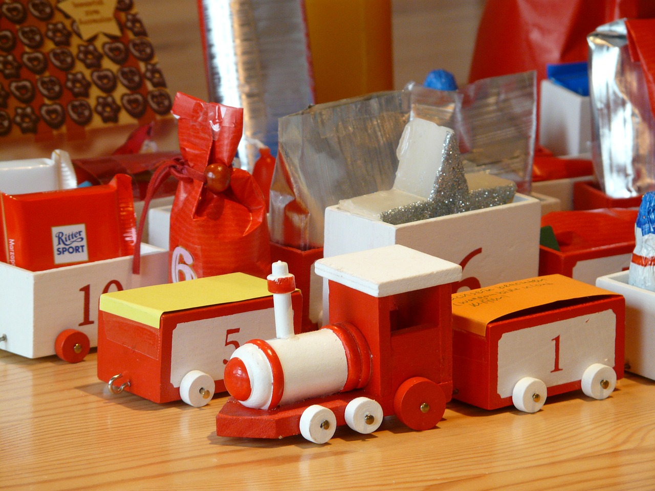 wooden train toys advent calendar free photo