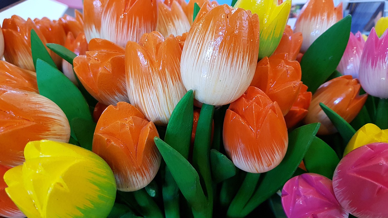wooden tulips  artificial flowers  souvenirs free photo