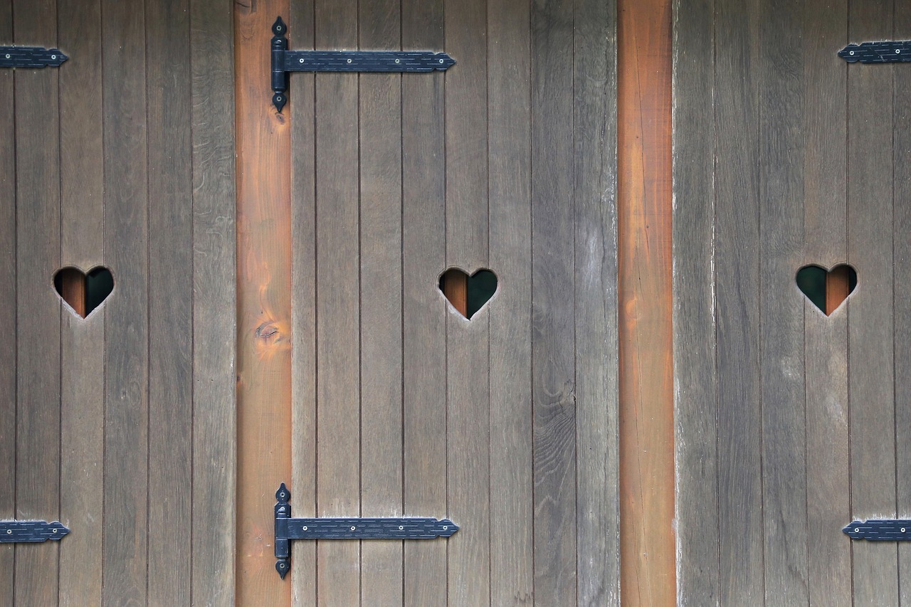 wooden windows  hearts  cabin free photo