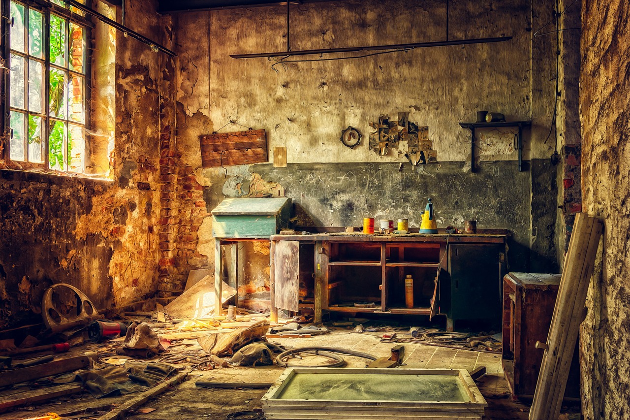workshop  lost places  abandoned free photo