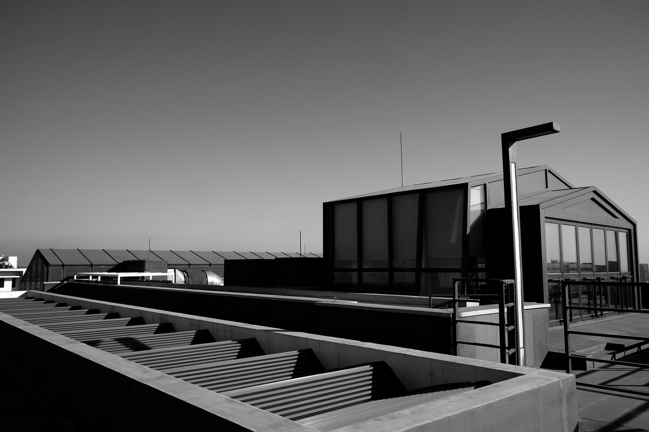 workshop roof black and white free photo