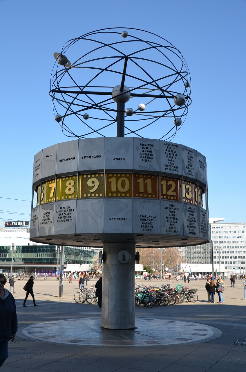 world clock berlin artwork free photo