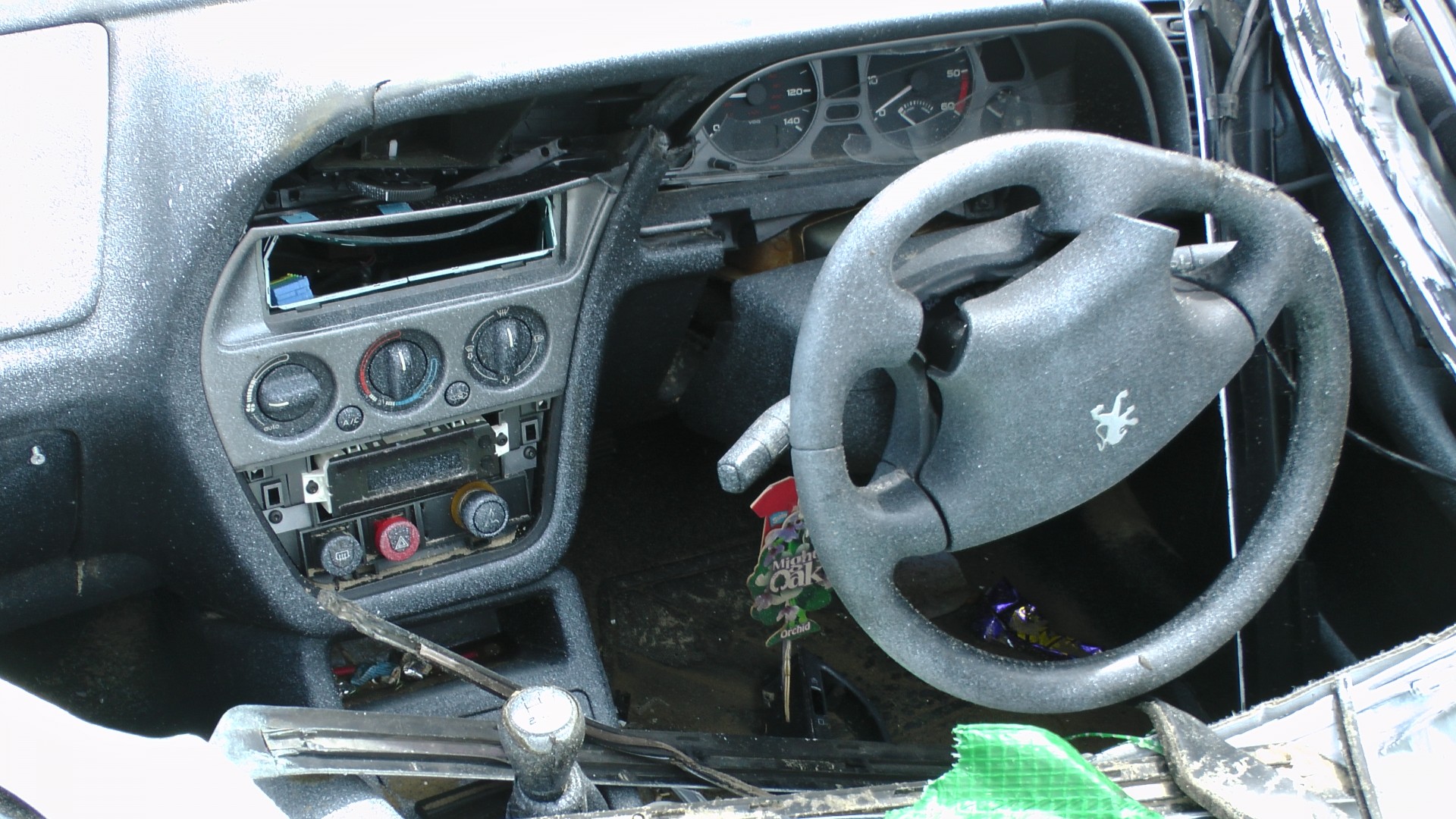 wrecked car wrecked car steering wheel dashboard car free photo