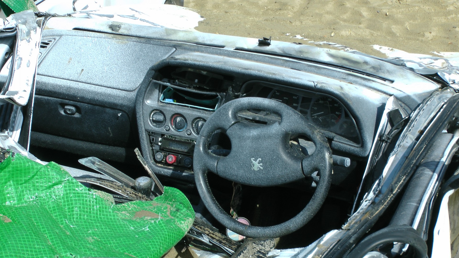 wrecked car wrecked car steering wheel dashboard car free photo