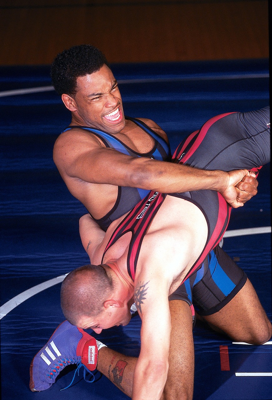 wrestlers college males free photo
