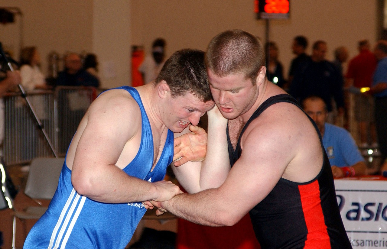 wrestlers college males free photo