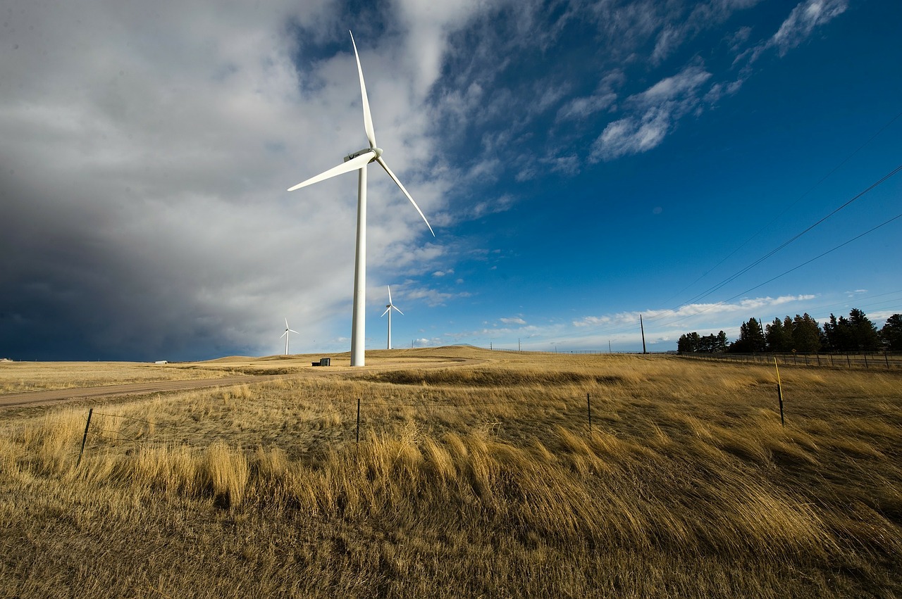 wyoming landscape wind turbines free photo