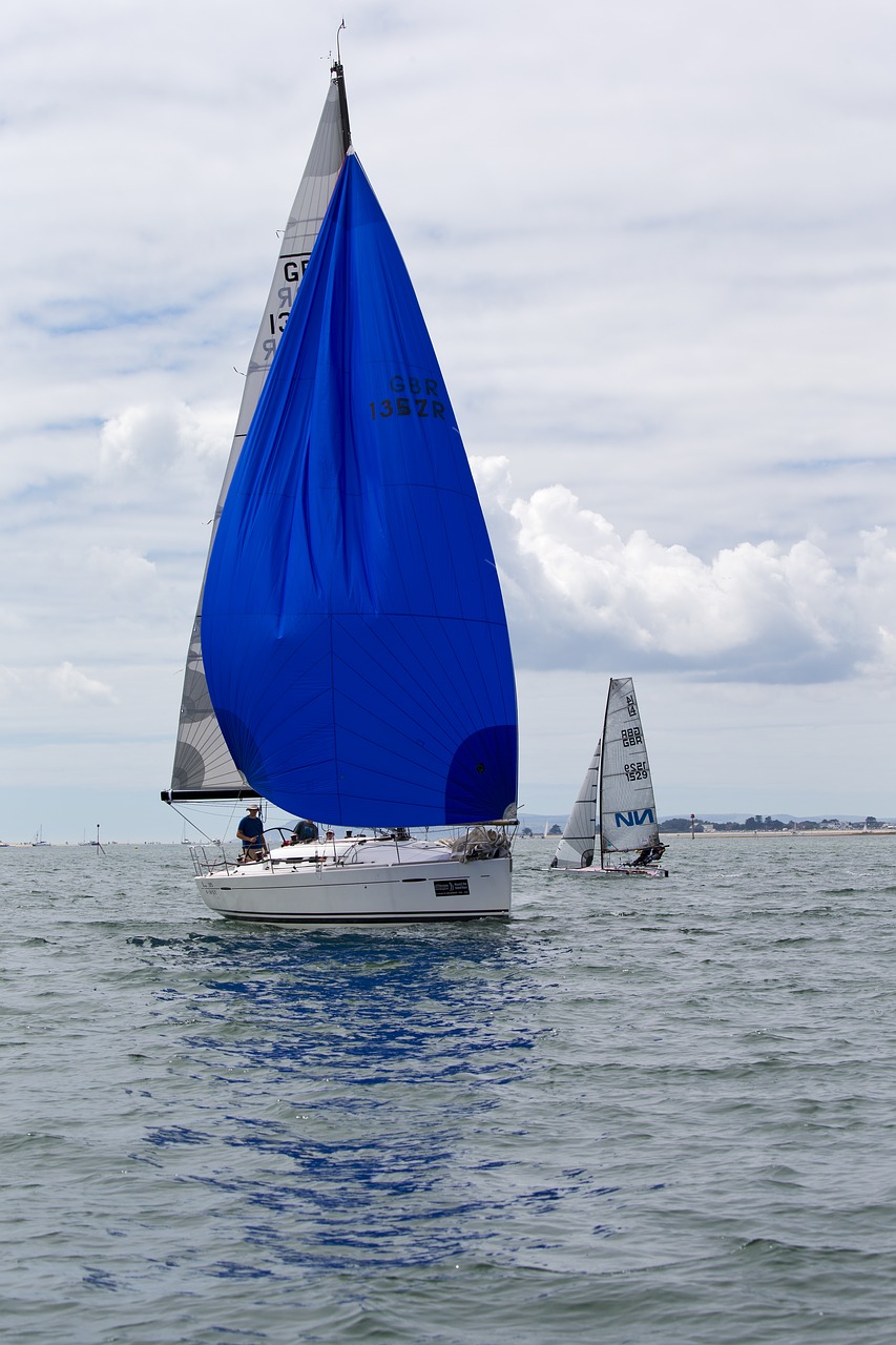 yacht blue spinnaker racing free photo