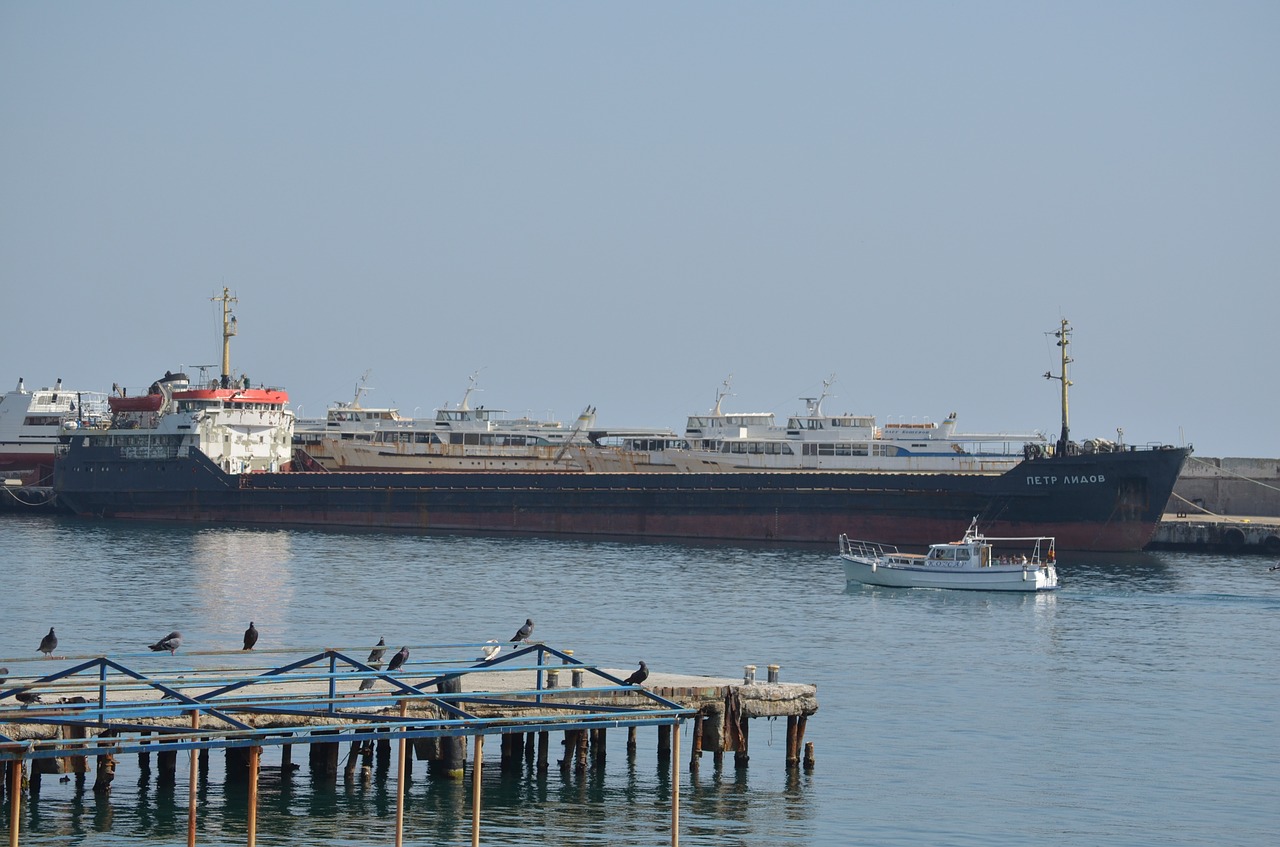 yalta port dry-cargo ship free photo