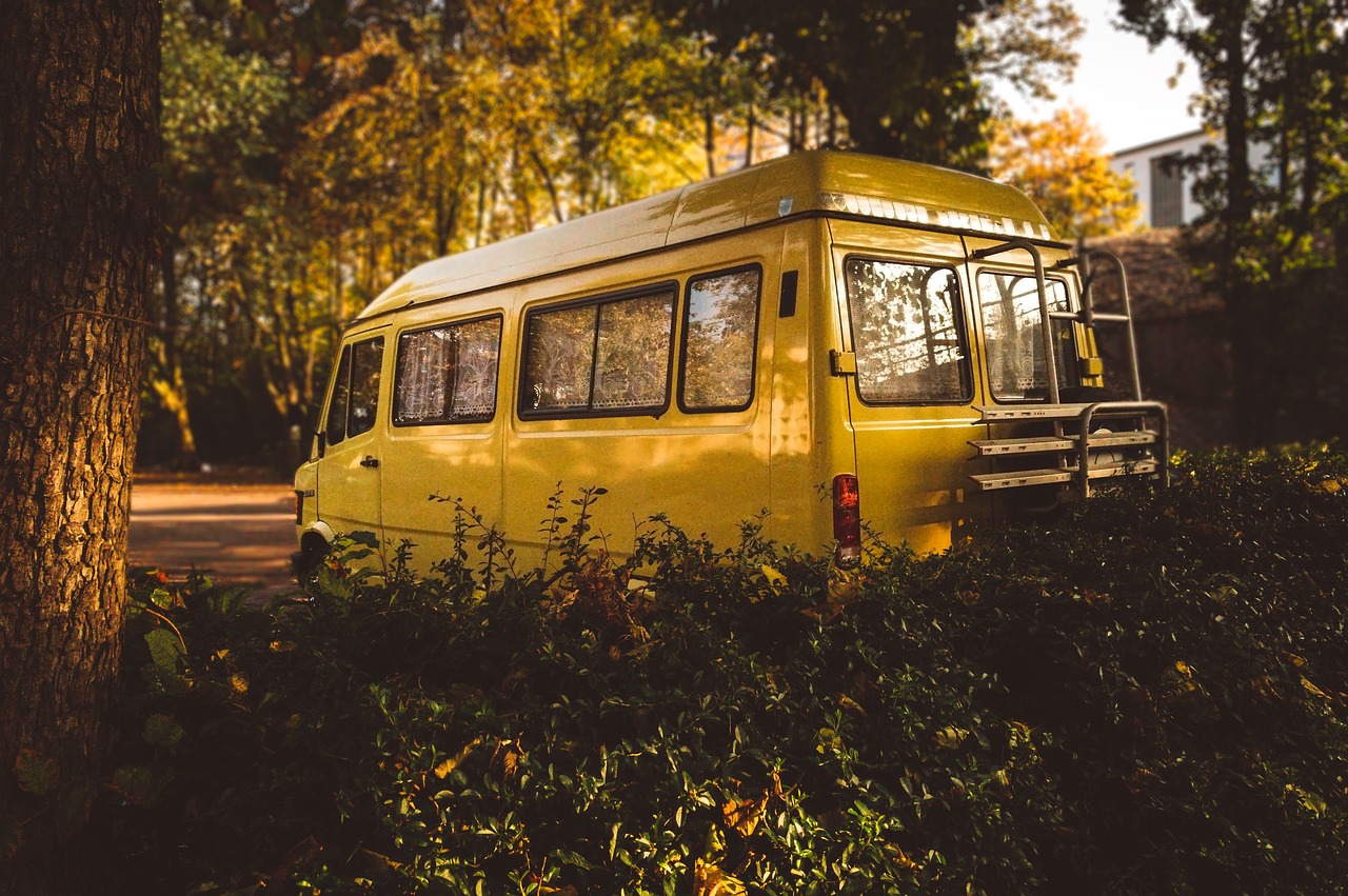 yellow van car free photo