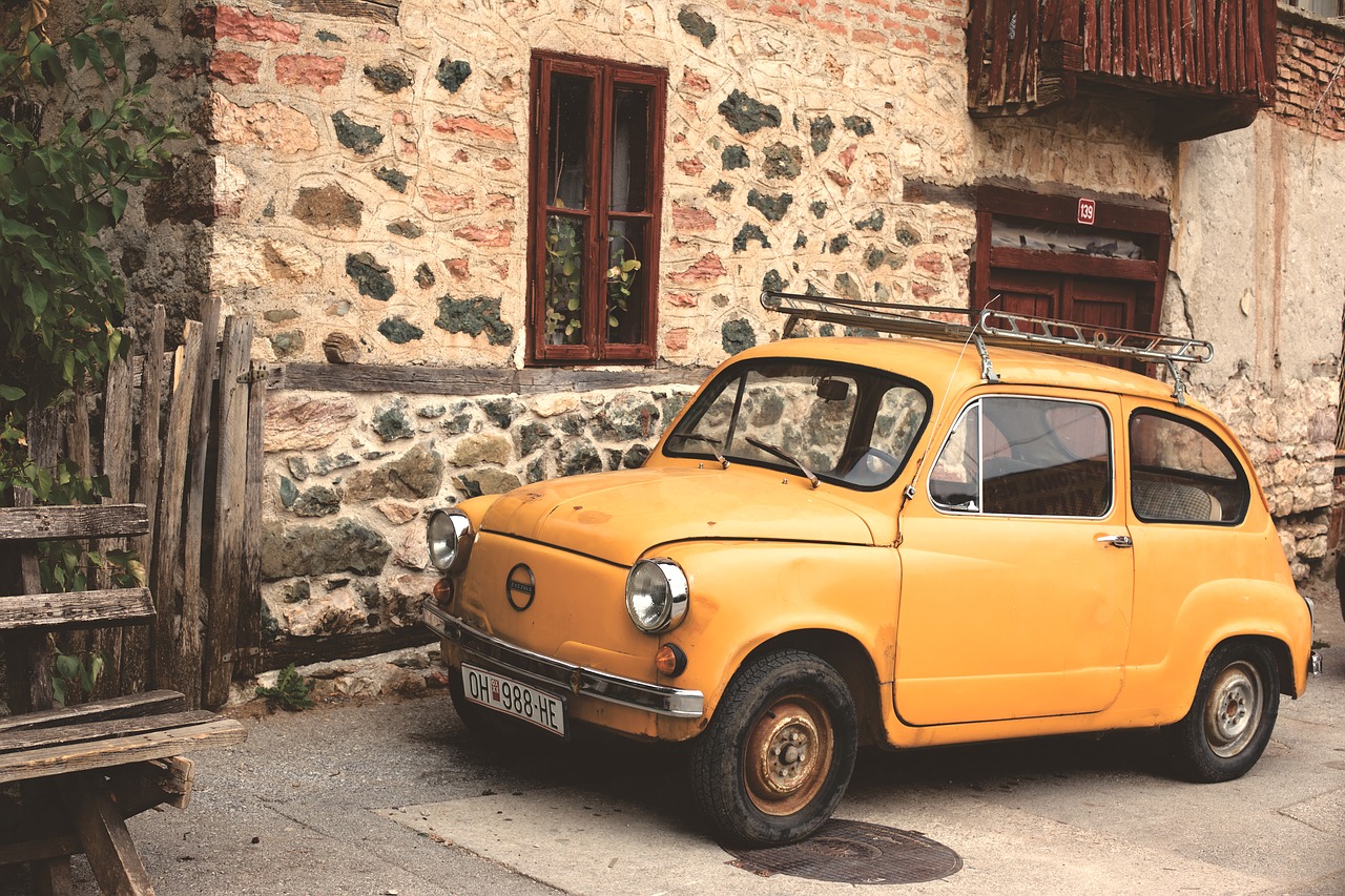 yellow car vintage free photo