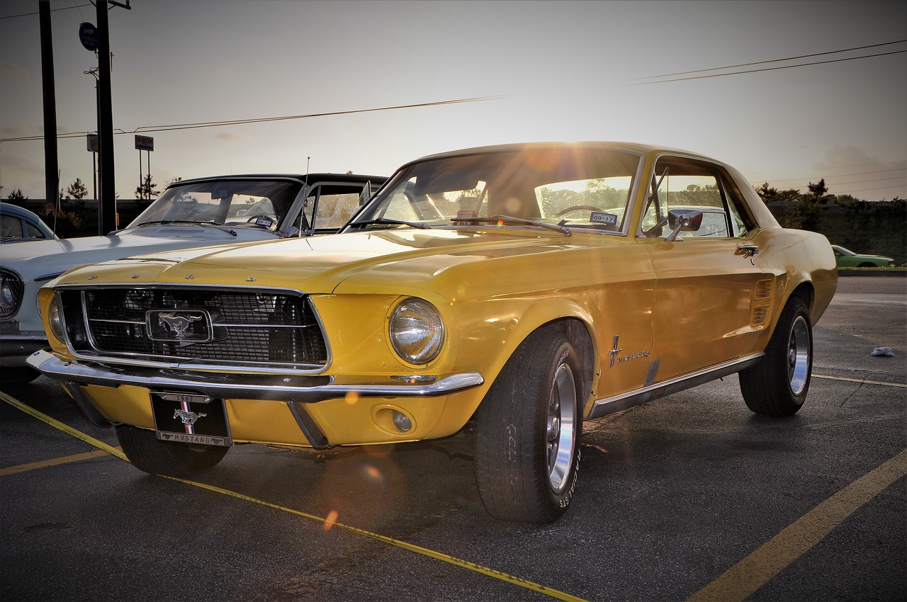 yellow  muscle car  hot rod free photo