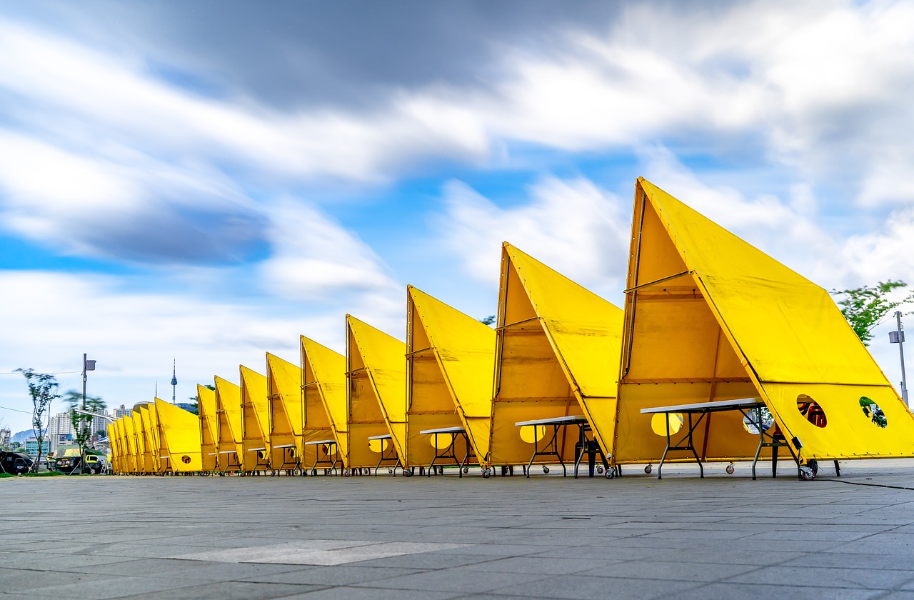 yellow  clouds  tent free photo