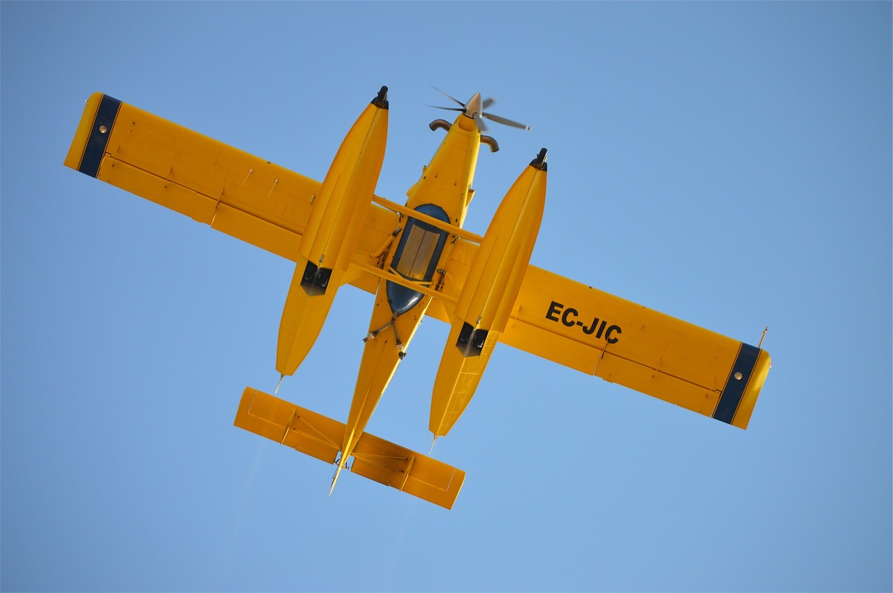 yellow airplane blue free photo