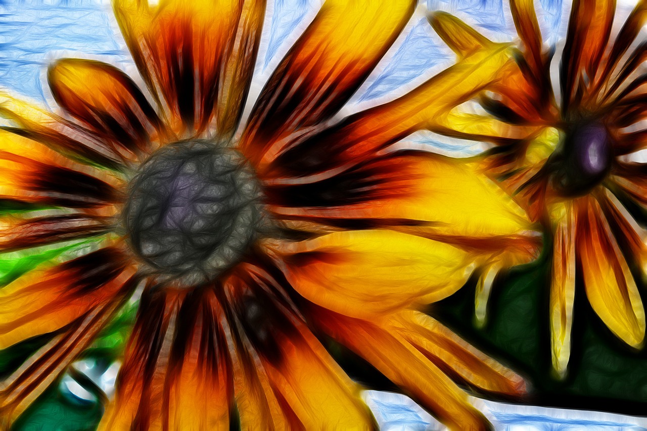 yellow flower artwork free photo