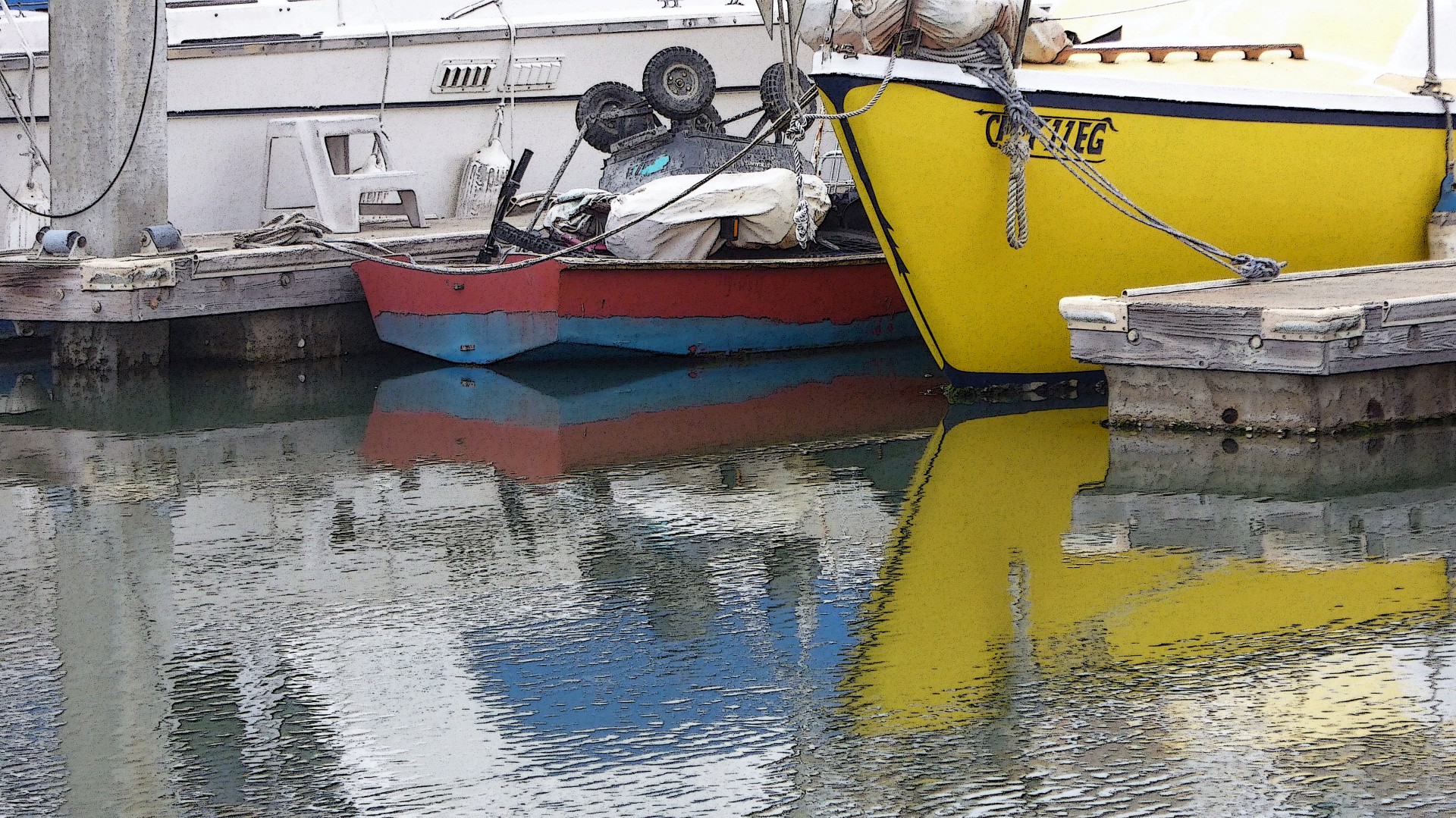 boat reflection yellow free photo