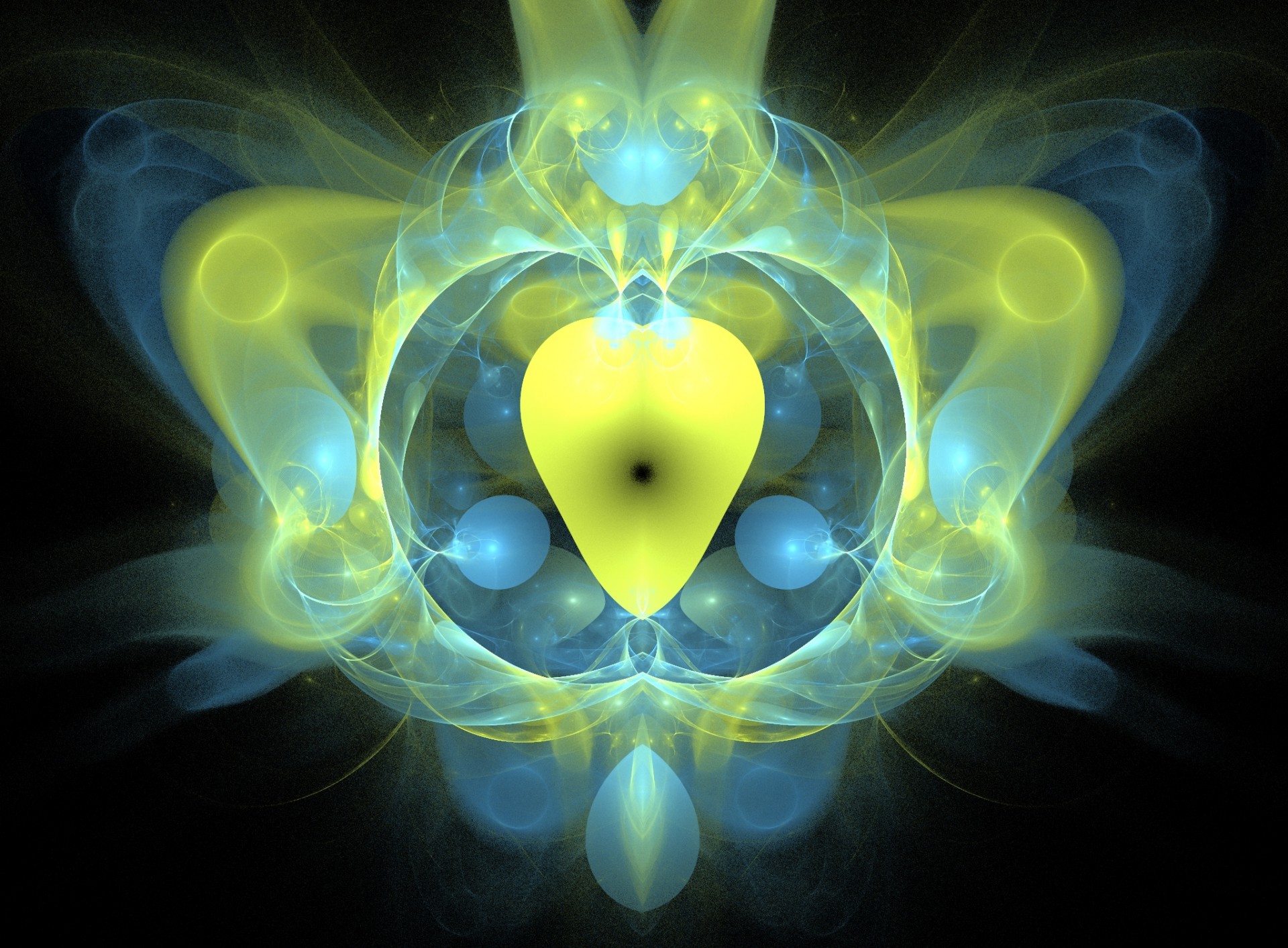 fractal yellow blue free photo
