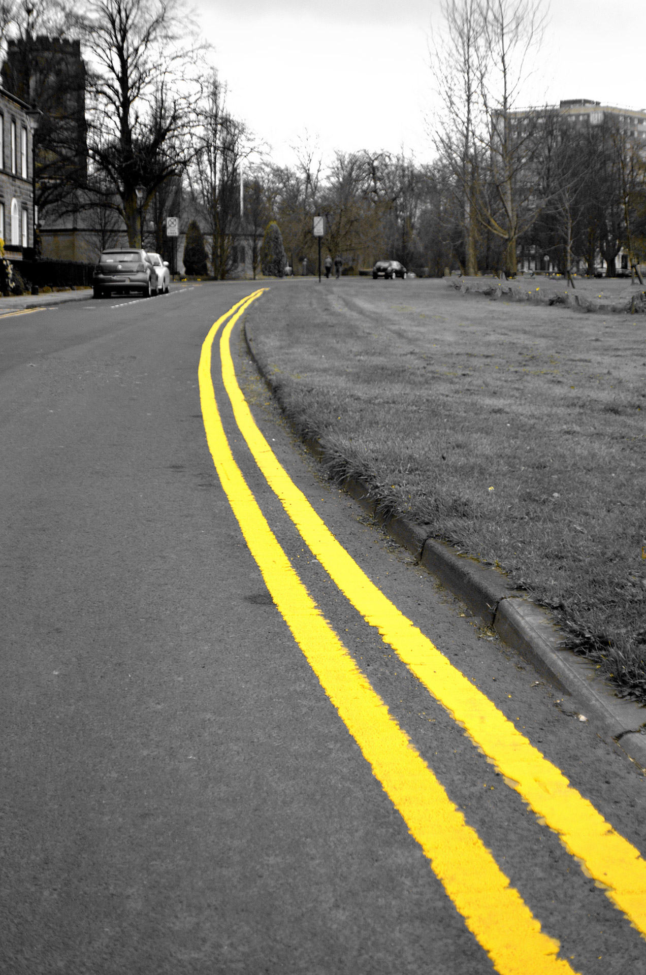 yellow lines road free photo