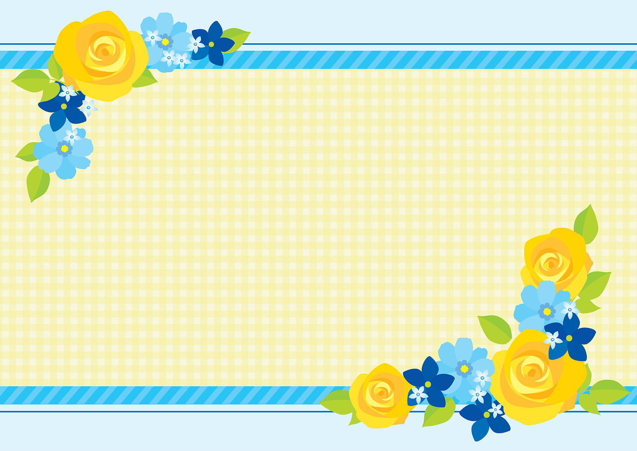 yellow rose background  blue checkered  scrapbook paper free photo