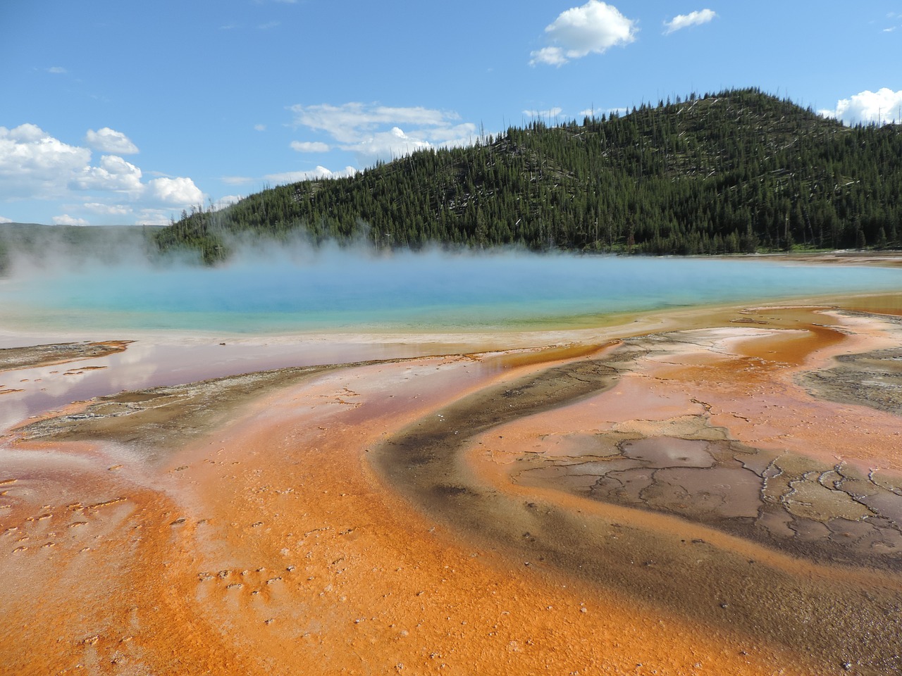 yellowstone hot springs grand prismatic spring free photo