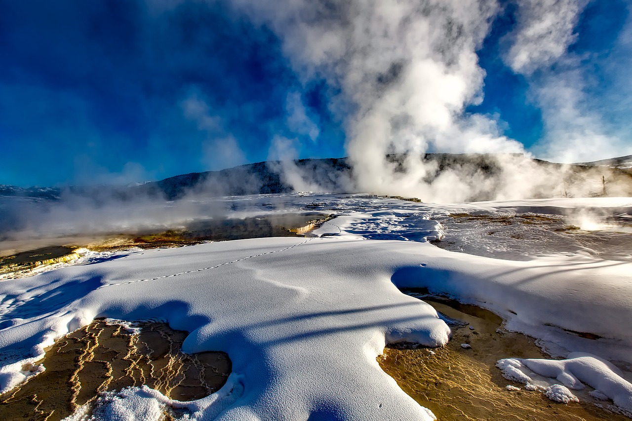 yellowstone national park geyser free photo