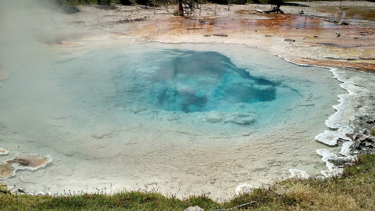 yellowstone geyser mountain free photo