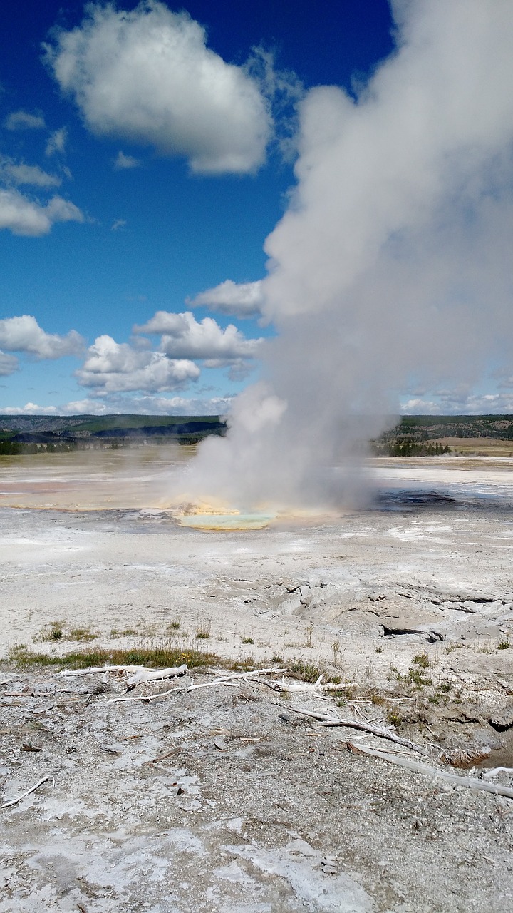 yellowstone water sky free photo