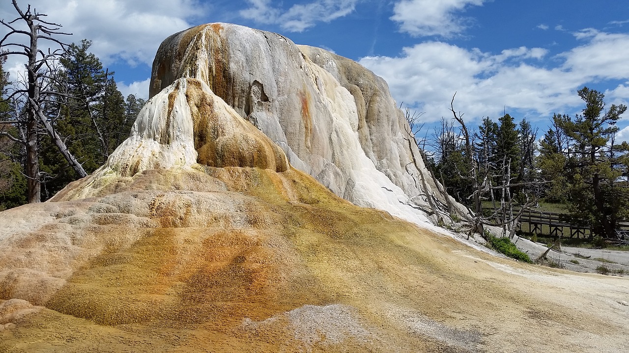 yellowstone mammoth hot springs orange spring mound free photo