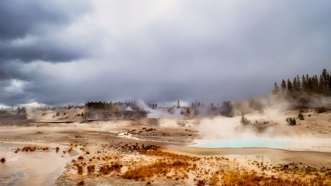 yellowstone national park geysers free photo