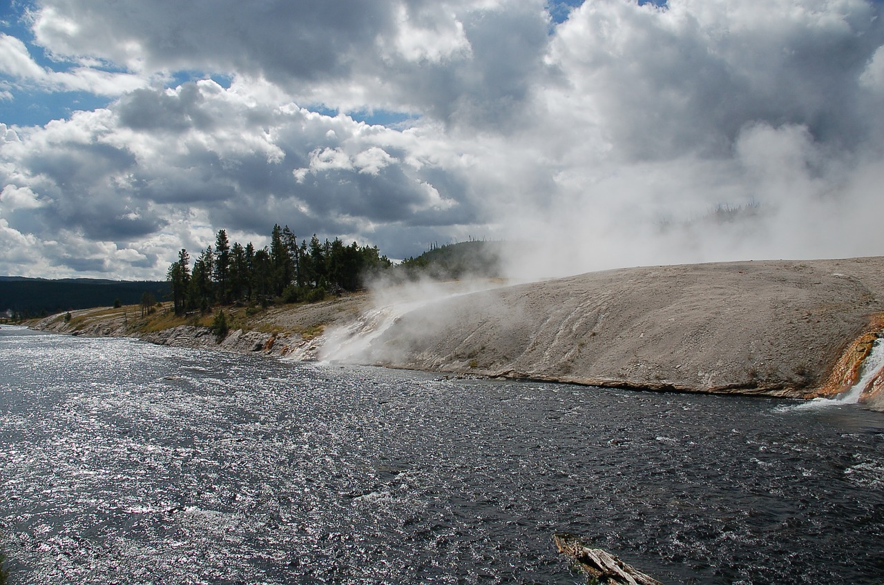 yellowstone geyser nature free photo