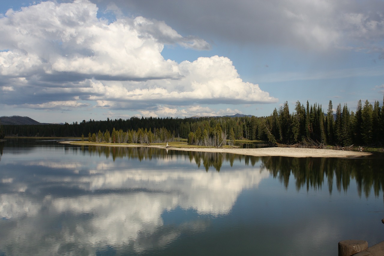 yellowstone reflection nature free photo