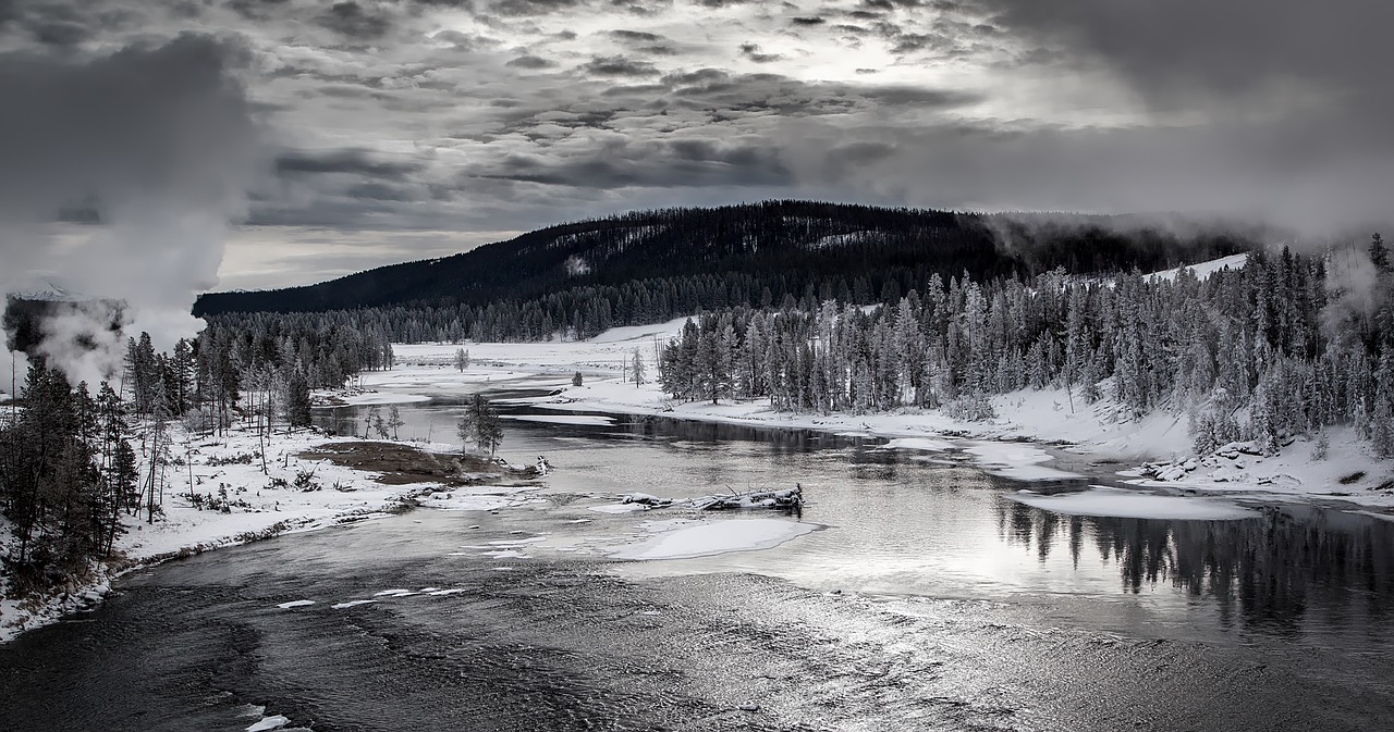 yellowstone river water reflections free photo