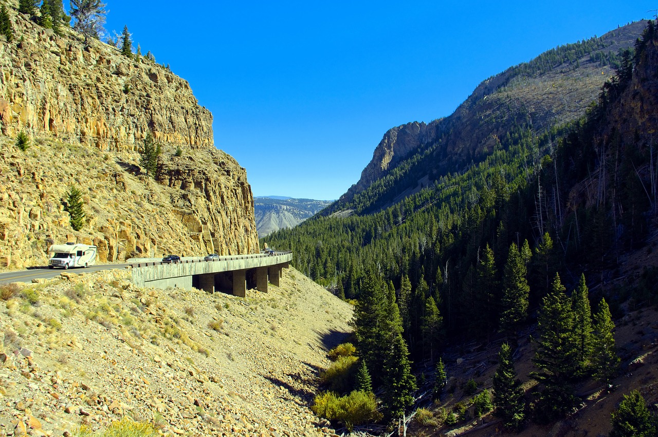 yellowstone's golden gate  canyon  highway free photo