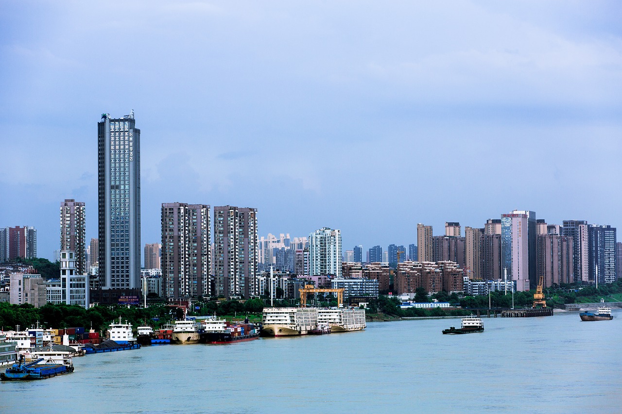 yichang panoramic riverside tall buildings free photo