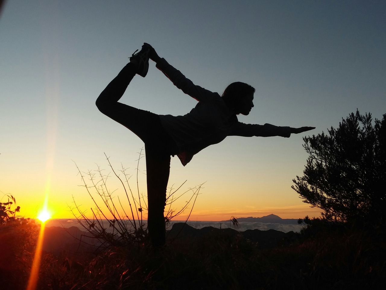 women silhouette yoga free photo