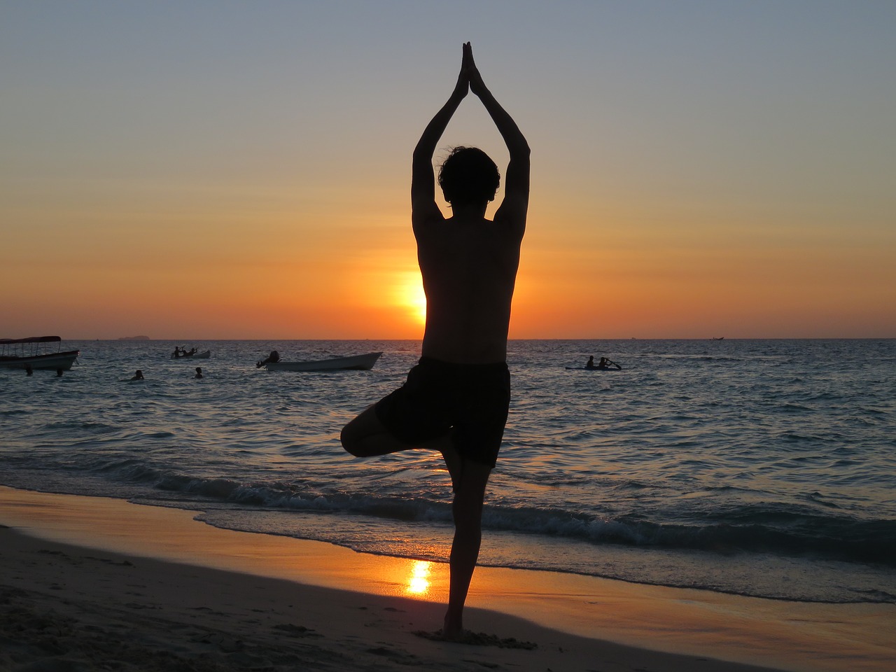 yoga beach sunset free photo