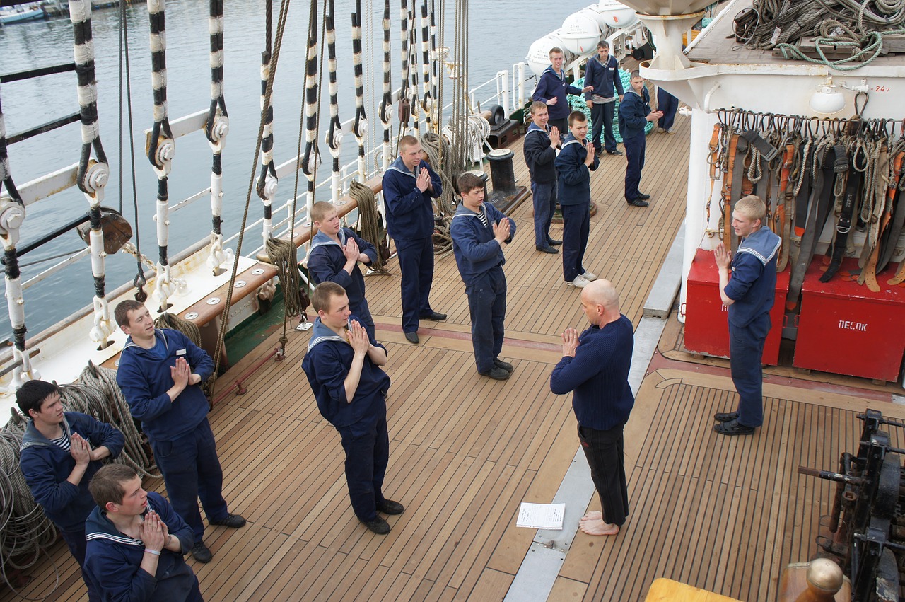 yoga sailors training ship free photo