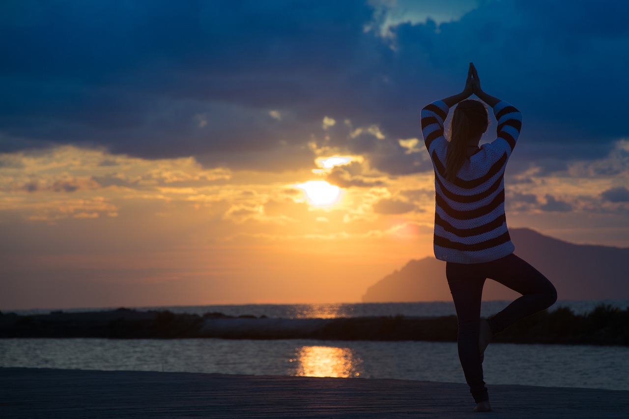 yoga  sunset  girl free photo