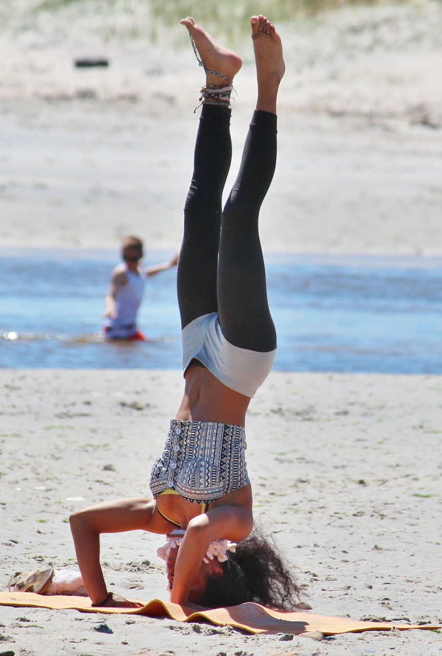 yoga woman beach free photo