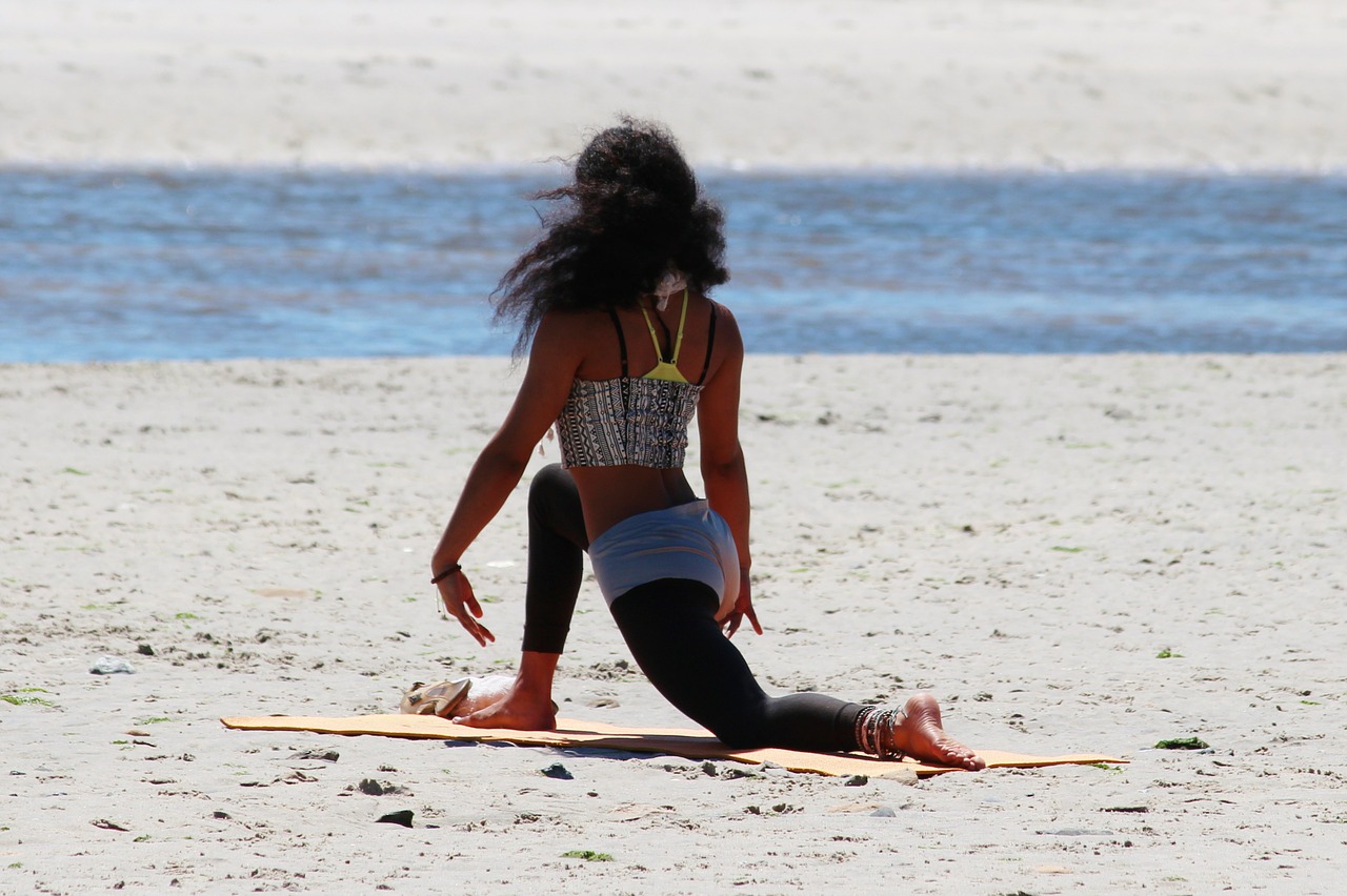 yoga woman beach free photo