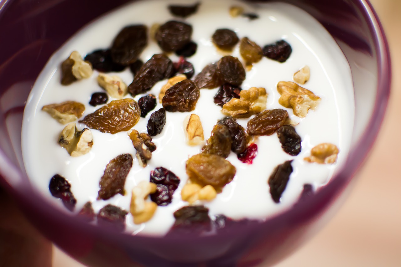 yoghurt fruit nuts free photo