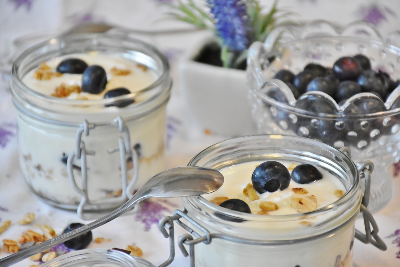 yogurt berries blueberries free photo